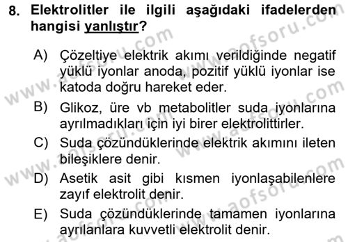 Veteriner Laboratuvar Teknikleri ve Prensipleri Dersi 2021 - 2022 Yılı (Vize) Ara Sınav Soruları 8. Soru