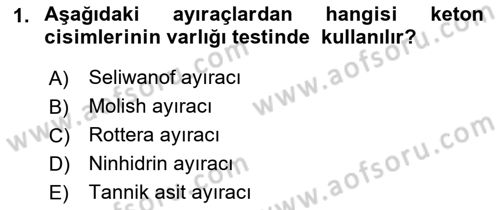 Veteriner Laboratuvar Teknikleri ve Prensipleri Dersi 2021 - 2022 Yılı (Final) Dönem Sonu Sınav Soruları 1. Soru