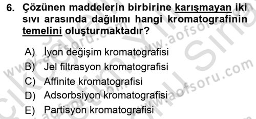 Veteriner Laboratuvar Teknikleri ve Prensipleri Dersi 2021 - 2022 Yılı (Final) Dönem Sonu Sınav Soruları 6. Soru