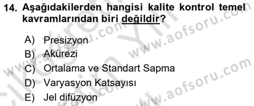 Veteriner Laboratuvar Teknikleri ve Prensipleri Dersi 2021 - 2022 Yılı Yaz Okulu Sınav Soruları 14. Soru