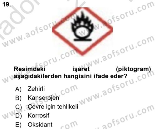 Veteriner Laboratuvar Teknikleri ve Prensipleri Dersi 2021 - 2022 Yılı Yaz Okulu Sınav Soruları 19. Soru