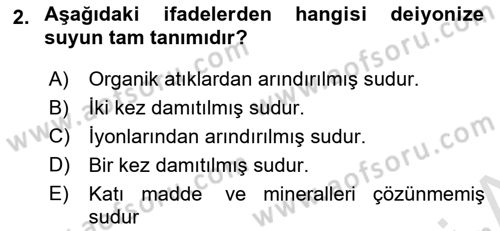 Veteriner Laboratuvar Teknikleri ve Prensipleri Dersi 2021 - 2022 Yılı Yaz Okulu Sınav Soruları 2. Soru