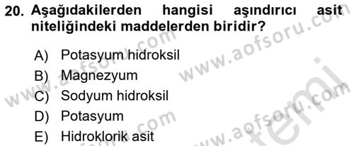 Veteriner Laboratuvar Teknikleri ve Prensipleri Dersi 2021 - 2022 Yılı Yaz Okulu Sınav Soruları 20. Soru