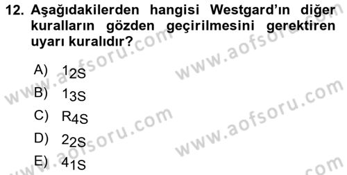 Veteriner Laboratuvar Teknikleri ve Prensipleri Dersi 2022 - 2023 Yılı Yaz Okulu Sınav Soruları 12. Soru