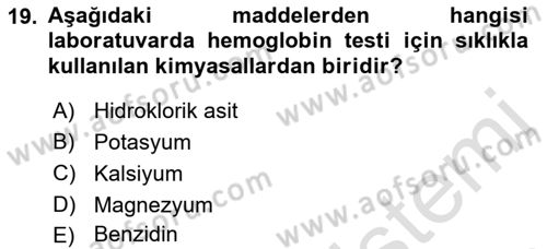 Veteriner Laboratuvar Teknikleri ve Prensipleri Dersi 2022 - 2023 Yılı Yaz Okulu Sınav Soruları 19. Soru