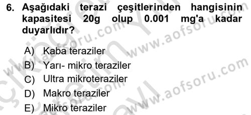 Veteriner Laboratuvar Teknikleri ve Prensipleri Dersi 2022 - 2023 Yılı Yaz Okulu Sınav Soruları 6. Soru