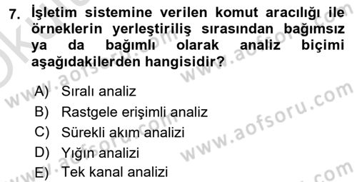 Veteriner Laboratuvar Teknikleri ve Prensipleri Dersi 2022 - 2023 Yılı Yaz Okulu Sınav Soruları 7. Soru