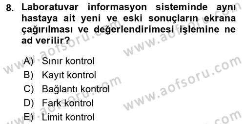 Veteriner Laboratuvar Teknikleri ve Prensipleri Dersi 2022 - 2023 Yılı Yaz Okulu Sınav Soruları 8. Soru