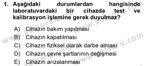 Veteriner Laboratuvar Teknikleri ve Prensipleri Dersi 2023 - 2024 Yılı (Vize) Ara Sınav Soruları 1. Soru