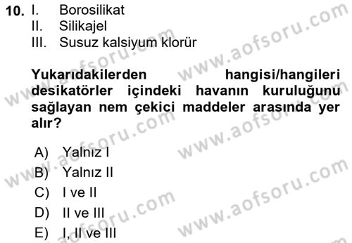 Veteriner Laboratuvar Teknikleri ve Prensipleri Dersi 2023 - 2024 Yılı (Vize) Ara Sınav Soruları 10. Soru