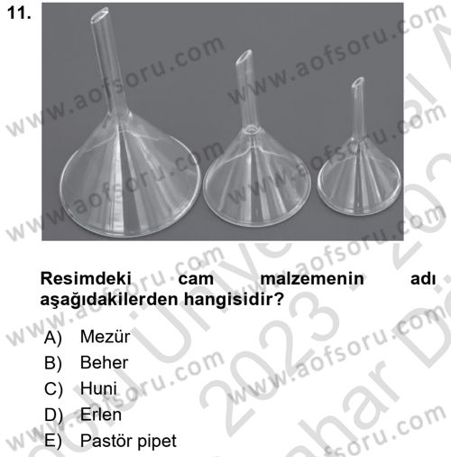 Veteriner Laboratuvar Teknikleri ve Prensipleri Dersi 2023 - 2024 Yılı (Vize) Ara Sınav Soruları 11. Soru