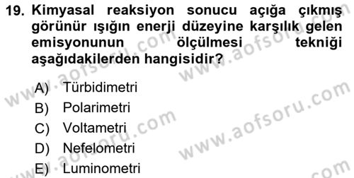 Veteriner Laboratuvar Teknikleri ve Prensipleri Dersi 2023 - 2024 Yılı (Vize) Ara Sınav Soruları 19. Soru
