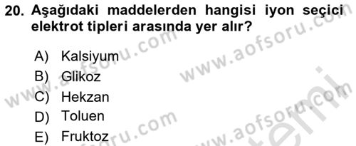 Veteriner Laboratuvar Teknikleri ve Prensipleri Dersi 2023 - 2024 Yılı (Vize) Ara Sınav Soruları 20. Soru