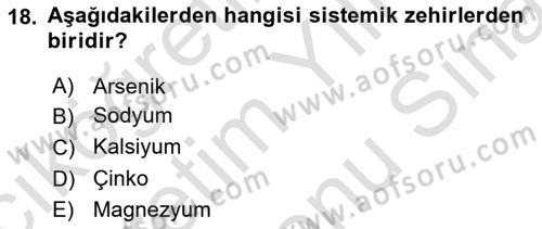 Veteriner Laboratuvar Teknikleri ve Prensipleri Dersi 2023 - 2024 Yılı (Final) Dönem Sonu Sınav Soruları 18. Soru