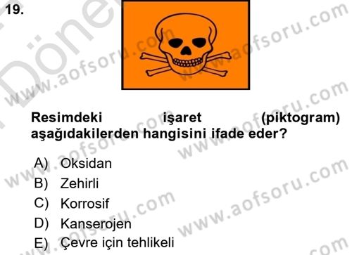 Veteriner Laboratuvar Teknikleri ve Prensipleri Dersi 2023 - 2024 Yılı (Final) Dönem Sonu Sınav Soruları 19. Soru