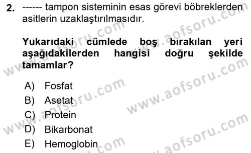 Veteriner Laboratuvar Teknikleri ve Prensipleri Dersi 2023 - 2024 Yılı (Final) Dönem Sonu Sınav Soruları 2. Soru