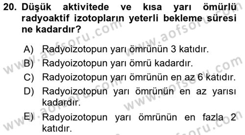 Veteriner Laboratuvar Teknikleri ve Prensipleri Dersi 2023 - 2024 Yılı (Final) Dönem Sonu Sınav Soruları 20. Soru