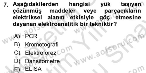 Veteriner Laboratuvar Teknikleri ve Prensipleri Dersi 2023 - 2024 Yılı (Final) Dönem Sonu Sınav Soruları 7. Soru