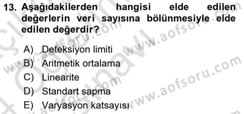 Veteriner Laboratuvar Teknikleri ve Prensipleri Dersi 2023 - 2024 Yılı Yaz Okulu Sınav Soruları 13. Soru