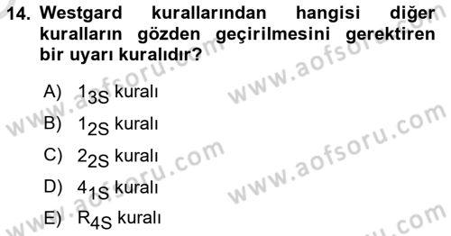 Veteriner Laboratuvar Teknikleri ve Prensipleri Dersi 2023 - 2024 Yılı Yaz Okulu Sınav Soruları 14. Soru
