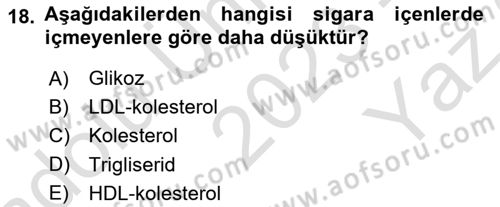 Veteriner Laboratuvar Teknikleri ve Prensipleri Dersi 2023 - 2024 Yılı Yaz Okulu Sınav Soruları 18. Soru
