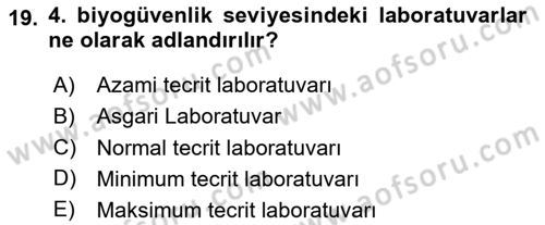 Veteriner Laboratuvar Teknikleri ve Prensipleri Dersi 2023 - 2024 Yılı Yaz Okulu Sınav Soruları 19. Soru