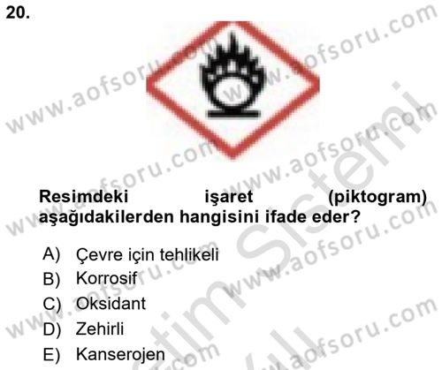 Veteriner Laboratuvar Teknikleri ve Prensipleri Dersi 2023 - 2024 Yılı Yaz Okulu Sınav Soruları 20. Soru