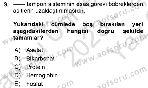 Veteriner Laboratuvar Teknikleri ve Prensipleri Dersi 2023 - 2024 Yılı Yaz Okulu Sınav Soruları 3. Soru