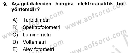 Veteriner Laboratuvar Teknikleri ve Prensipleri Dersi 2023 - 2024 Yılı Yaz Okulu Sınav Soruları 9. Soru