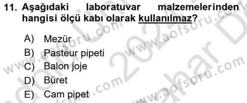 Veteriner Laboratuvar Teknikleri ve Prensipleri Dersi 2024 - 2025 Yılı (Vize) Ara Sınav Soruları 11. Soru