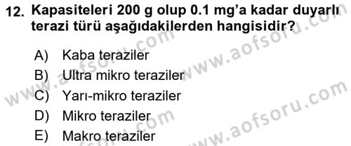 Veteriner Laboratuvar Teknikleri ve Prensipleri Dersi 2024 - 2025 Yılı (Vize) Ara Sınav Soruları 12. Soru