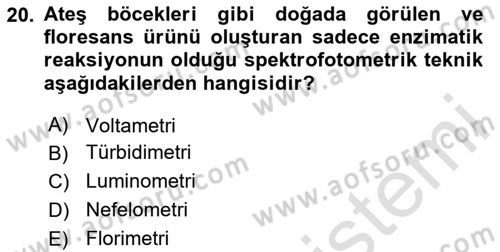 Veteriner Laboratuvar Teknikleri ve Prensipleri Dersi 2024 - 2025 Yılı (Vize) Ara Sınav Soruları 20. Soru