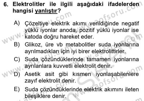Veteriner Laboratuvar Teknikleri ve Prensipleri Dersi 2024 - 2025 Yılı (Vize) Ara Sınav Soruları 6. Soru