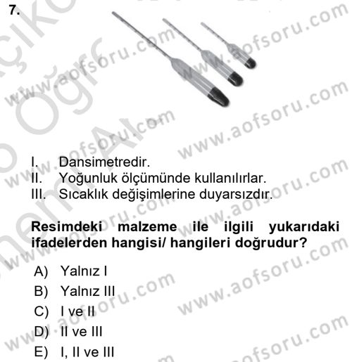 Veteriner Laboratuvar Teknikleri ve Prensipleri Dersi 2024 - 2025 Yılı (Vize) Ara Sınav Soruları 7. Soru