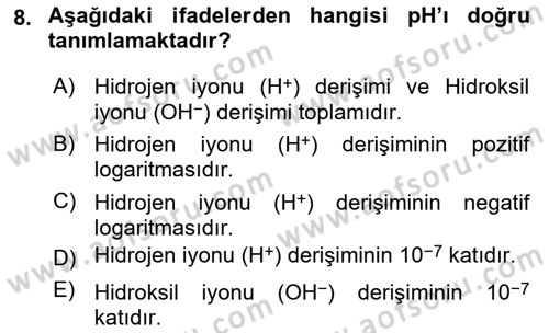 Veteriner Laboratuvar Teknikleri ve Prensipleri Dersi 2024 - 2025 Yılı (Vize) Ara Sınav Soruları 8. Soru