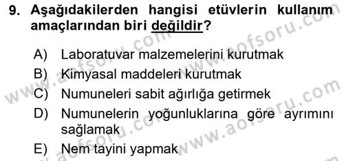 Veteriner Laboratuvar Teknikleri ve Prensipleri Dersi 2024 - 2025 Yılı (Vize) Ara Sınav Soruları 9. Soru