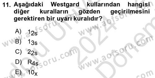 Veteriner Laboratuvar Teknikleri ve Prensipleri Dersi 2024 - 2025 Yılı (Final) Dönem Sonu Sınav Soruları 11. Soru