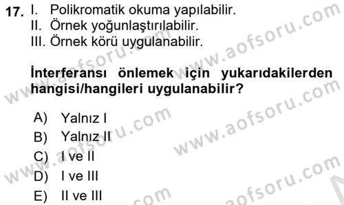 Veteriner Laboratuvar Teknikleri ve Prensipleri Dersi 2024 - 2025 Yılı (Final) Dönem Sonu Sınav Soruları 17. Soru