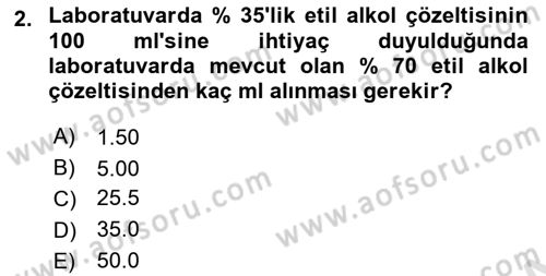 Veteriner Laboratuvar Teknikleri ve Prensipleri Dersi 2024 - 2025 Yılı (Final) Dönem Sonu Sınav Soruları 2. Soru