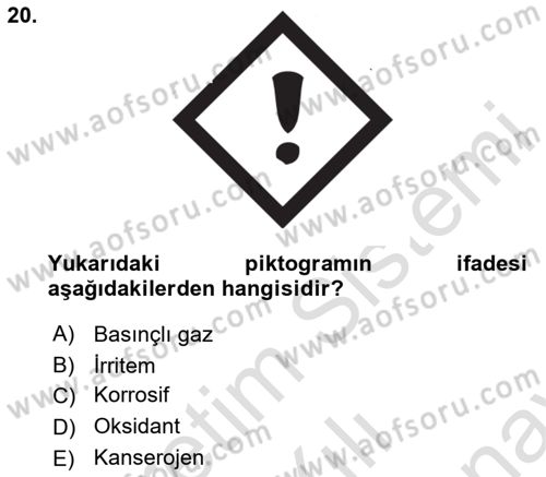 Veteriner Laboratuvar Teknikleri ve Prensipleri Dersi 2024 - 2025 Yılı (Final) Dönem Sonu Sınav Soruları 20. Soru