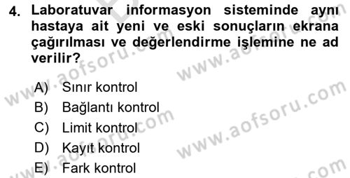 Veteriner Laboratuvar Teknikleri ve Prensipleri Dersi 2024 - 2025 Yılı (Final) Dönem Sonu Sınav Soruları 4. Soru