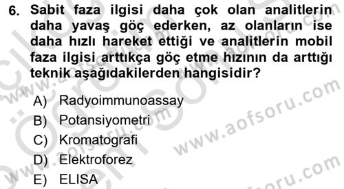 Veteriner Laboratuvar Teknikleri ve Prensipleri Dersi 2024 - 2025 Yılı (Final) Dönem Sonu Sınav Soruları 6. Soru