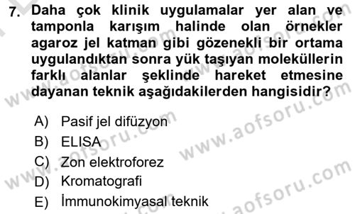Veteriner Laboratuvar Teknikleri ve Prensipleri Dersi 2024 - 2025 Yılı (Final) Dönem Sonu Sınav Soruları 7. Soru