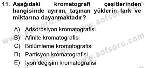 Veteriner Laboratuvar Teknikleri ve Prensipleri Dersi 2024 - 2025 Yılı Yaz Okulu Sınav Soruları 11. Soru