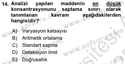Veteriner Laboratuvar Teknikleri ve Prensipleri Dersi 2024 - 2025 Yılı Yaz Okulu Sınav Soruları 14. Soru