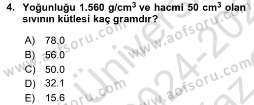 Veteriner Laboratuvar Teknikleri ve Prensipleri Dersi 2024 - 2025 Yılı Yaz Okulu Sınav Soruları 4. Soru