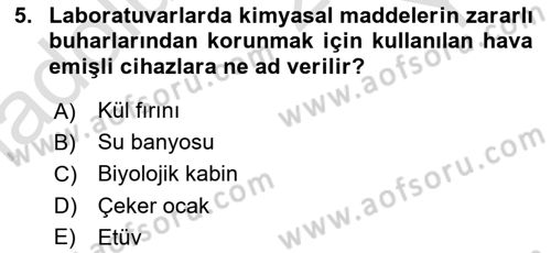 Veteriner Laboratuvar Teknikleri ve Prensipleri Dersi 2024 - 2025 Yılı Yaz Okulu Sınav Soruları 5. Soru