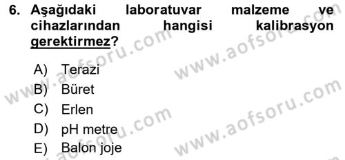 Veteriner Laboratuvar Teknikleri ve Prensipleri Dersi 2024 - 2025 Yılı Yaz Okulu Sınav Soruları 6. Soru