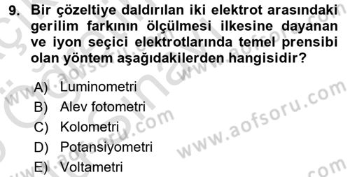 Veteriner Laboratuvar Teknikleri ve Prensipleri Dersi 2024 - 2025 Yılı Yaz Okulu Sınav Soruları 9. Soru