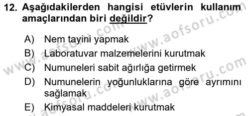 Veteriner Laboratuvar Teknikleri ve Prensipleri Dersi 2025 - 2026 Yılı (Vize) Ara Sınav Soruları 12. Soru